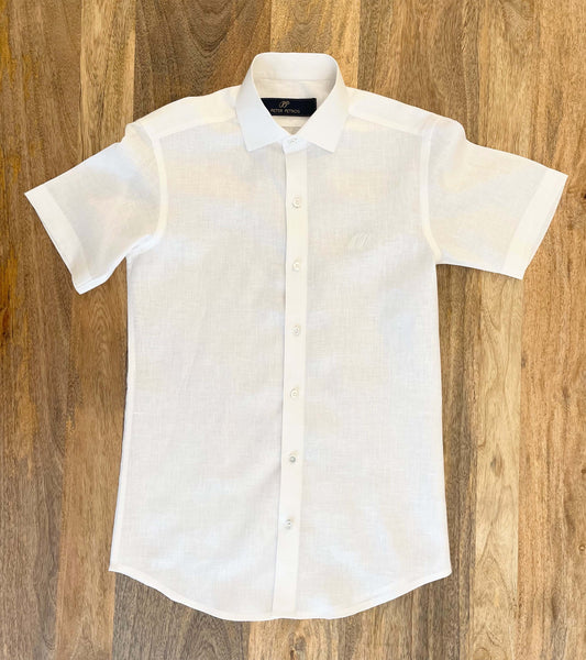Linen Shirt Short Sleeve White Pieter Petros