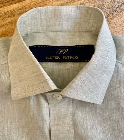 Linen Shirt Short Sleeve Green Pieter Petros