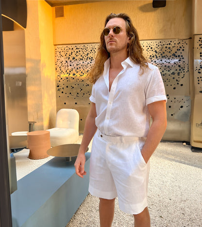 Linen Shirt Short Sleeve White Pieter Petros