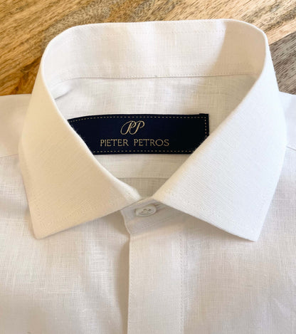 Linen Shirt Short Sleeve White Pieter Petros