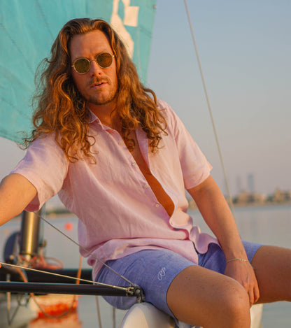 Linen Shirt Short Sleeve Pink Pieter Petros