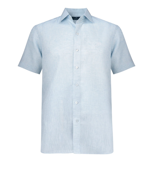 Linen Shirt Short Sleeve Blue Pieter Petros