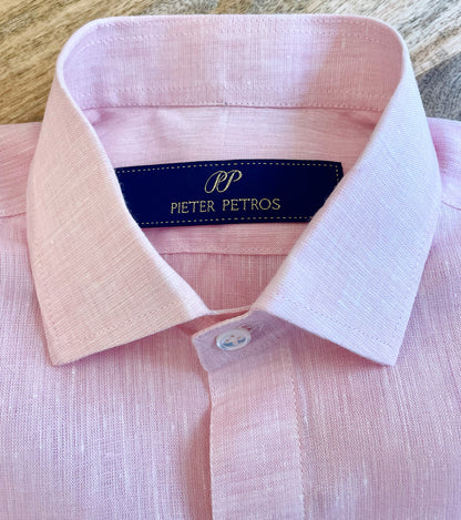 Linen Shirt Short Sleeve Pink Pieter Petros