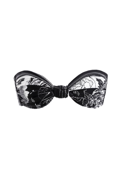 Lucille Bikini Top Embroidered Strapless Thoughts Agua Bendita