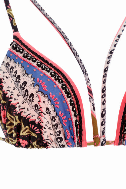 Halle Bikini Top Embroidered Antiq Agua Bendita